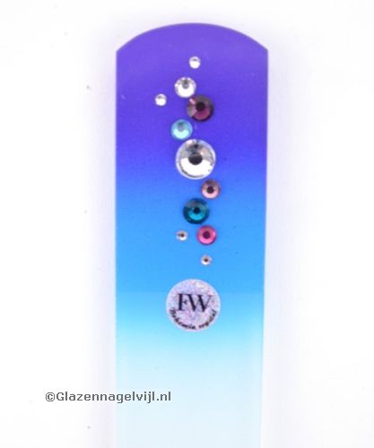 Glazen Voetvijl, Paars/Blauw met gekleurde stenen