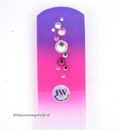 Glazen Voetvijl, Paars/Roze met gekleurde stenen