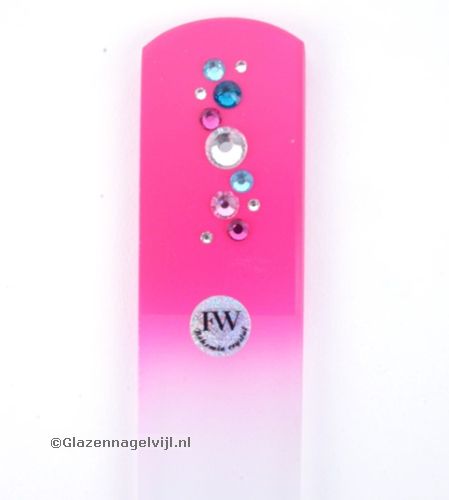 Glazen Voetvijl, Roze met gekleurde stenen
