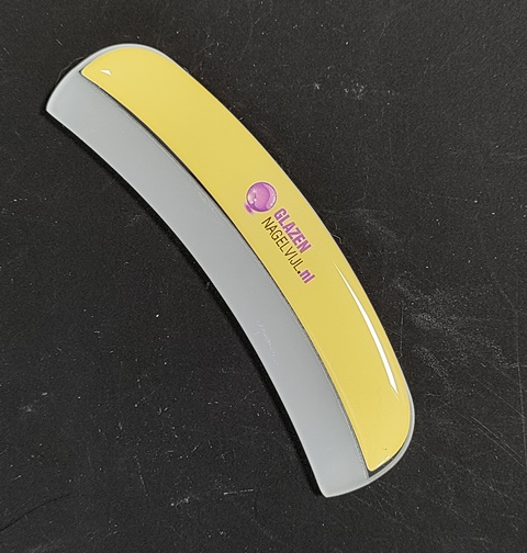 Nagelvijl Curved met Handgreep - Lichtgeel | Ergonomische Glazen Vijl voor Perfecte Nagels