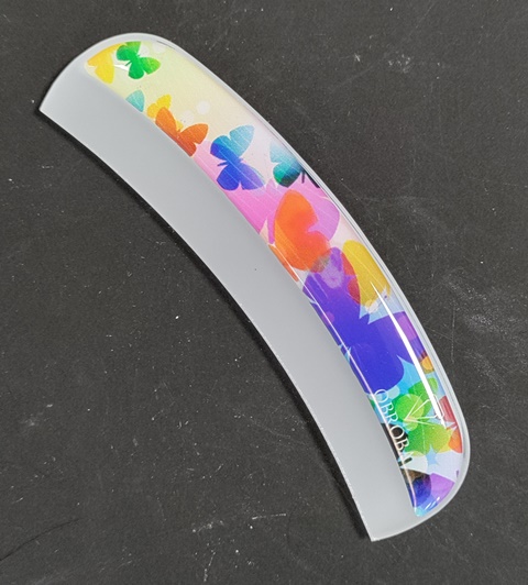 Nagelvijl Curved met Handgreep - Butterfly | Vrolijke Glazen Vijl met Vlinders