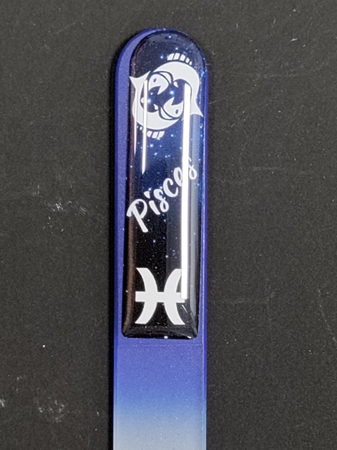 Glazen Nagelvijl Vissen - Donkerblauw met 3D Sterrenbeeld