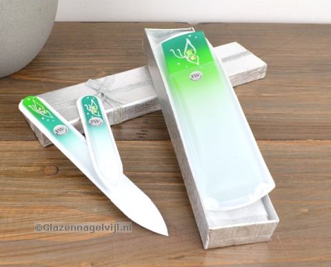 Manicure/Pedicureset, 3-delig, groen met vlinders