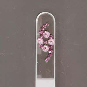 Glazen Nagelvijl met Roze en Paarse Swarovski Stenen
