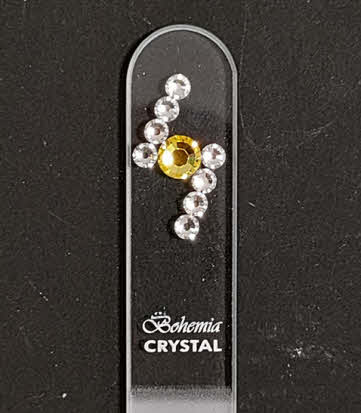 Glazen Nagelvijl met Gele en Transparante Swarovski Stenen