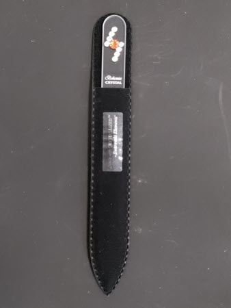 Glazen Nagelvijl met Rode en Transparante Swarovski Stenen