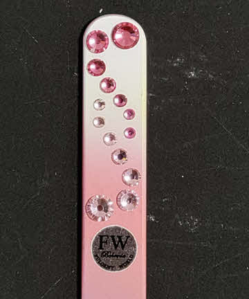 Glazen Nagelvijl met Roze Swarovski Steentjes