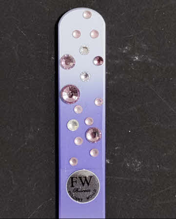 Luxe Glazen Nagelvijl met Paarse en Transparante Swarovski Steentjes