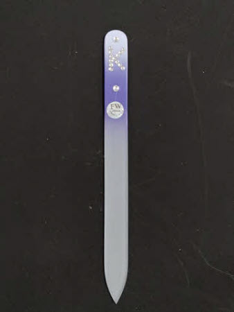 Glazen Nagelvijl K, Lila/Paars met Swarovski Decoratie