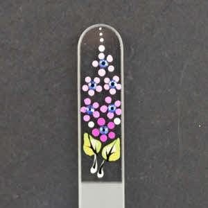 Transparante Nagelvijl met roze bloemetjes en kristallen