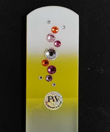Glazen Voetvijl Wit/Geel met Gekleurde Swarovski Steentjes