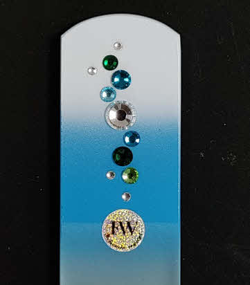 Glazen Voetvijl Wit/Lichtblauw met Swarovski Steentjes