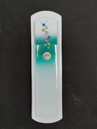 Glazen Voetvijl Wit/Groen met Swarovski Steentjes