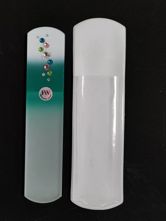 Glazen Voetvijl Wit/Groen met Swarovski Steentjes