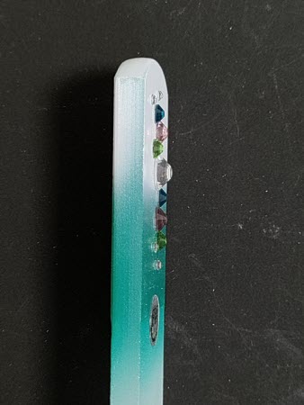 Glazen Voetvijl Wit/Groen met Swarovski Steentjes
