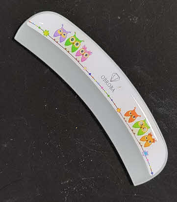 Nagelvijl Curved met Handgreep - Uiltjes | Gebogen Glazen Vijl met Vrolijke Uilprint