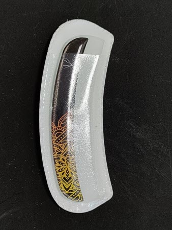Nagelvijl Curved met Handgreep - Zwart/Gouden Bloem | Gebogen Glazen Vijl