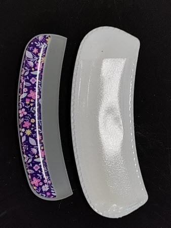 Nagelvijl Curved met Handgreep - Purple Flowers | Gebogen Glazen Vijl