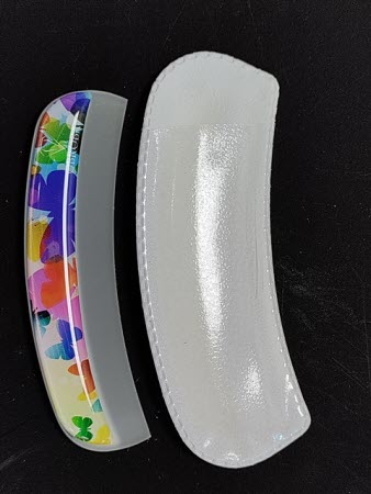 Nagelvijl Curved met Handgreep - Butterfly | Vrolijke Glazen Vijl met Vlinders