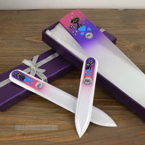 Manicure/Pedicureset, 3-delig, paars/roze met kat
